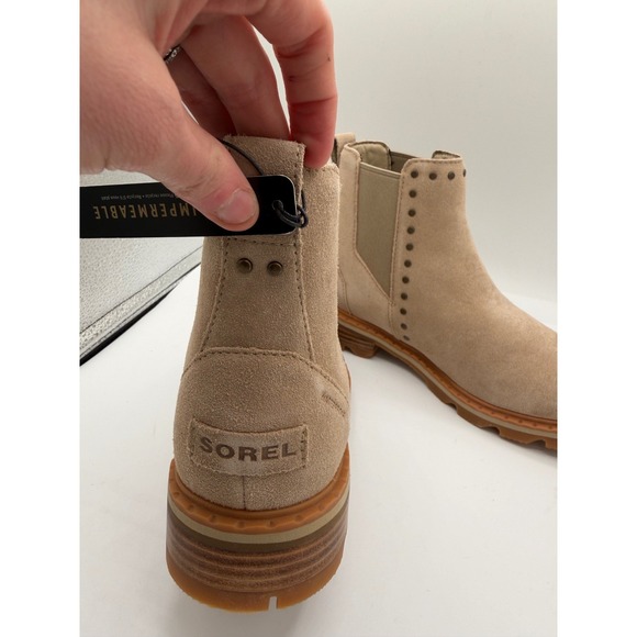 Sorel Lennox Chelsea Waterproof Suede Boots Ancient Fossil NL3698-251 Womens 8.5 - Picture 2 of 7